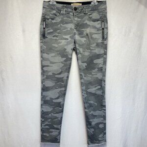 DEMOCRACY Ab Technology Camouflage Mid-Rise Skinny Pants Women Sz 6 Gray Stretch